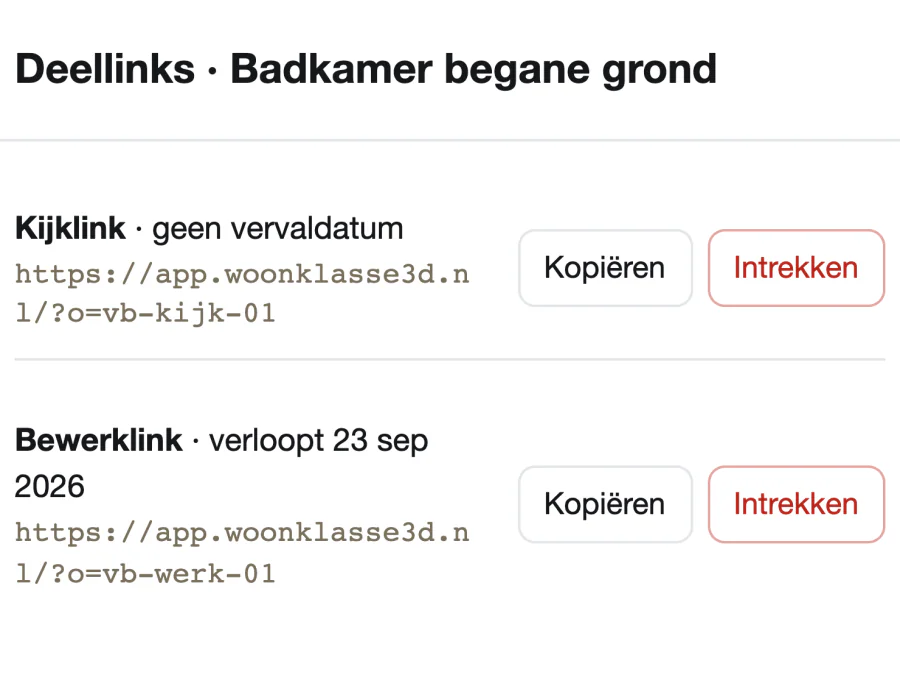 Welke deellinks er open staan