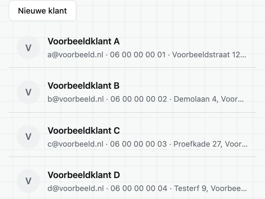 Een catalogus met mappen per klant